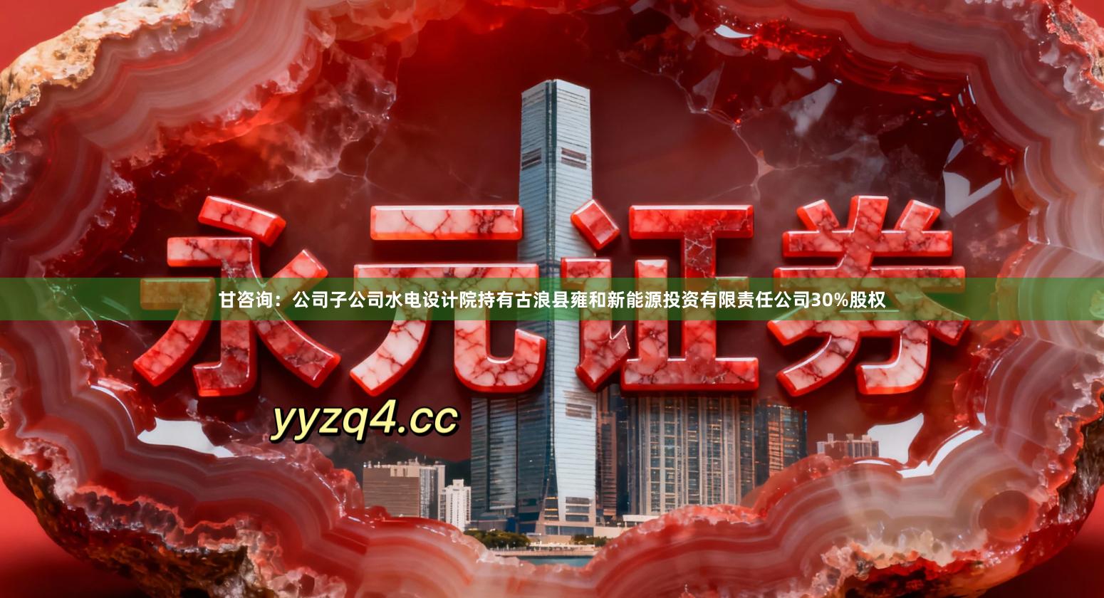 甘咨询:公司子公司水电设计院持有古浪县雍和新能源投资有限责任公司30%股权